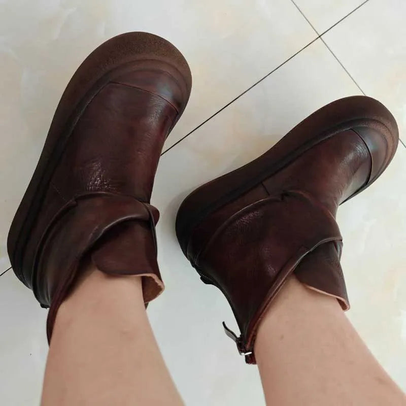 British Moccasins Wedge Ankle Boots