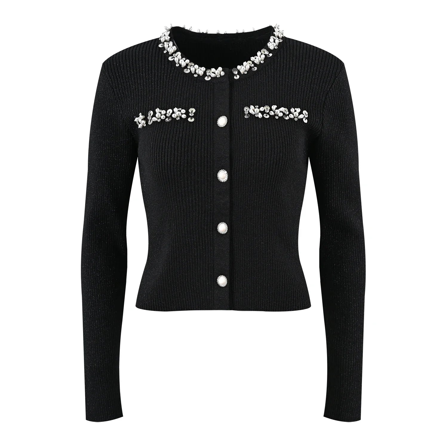 Stylish Round Neck Knitted Cardigan