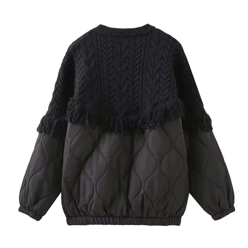Lovely Tassel Spliced Cotton Coat