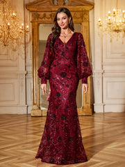 Glamorous Floral Sequins Party Dress