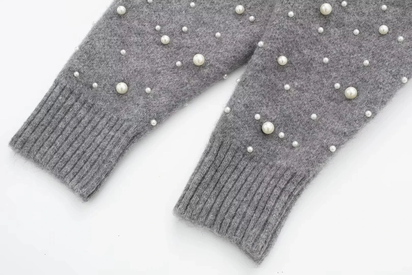 Sleek Pearl-Knit Cardigan Sweater