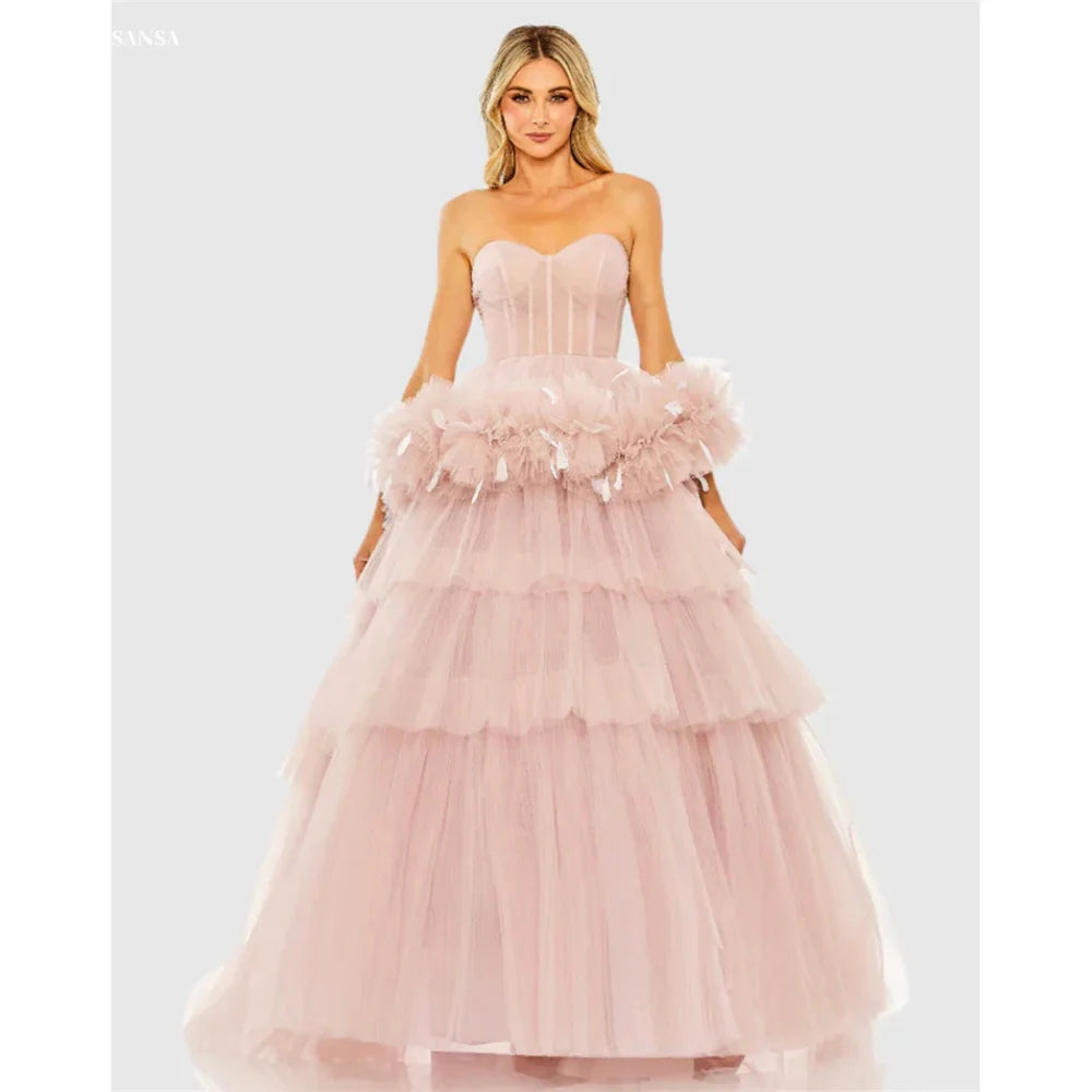 Luxury Tiered Lace Prom Gown