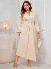 Irregular Pleated Plus Size Formal Dress