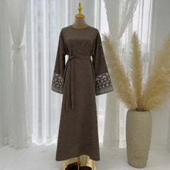 Simple Turkish Embroidered Abaya Dress