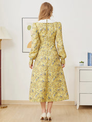 Floral Jacquard A-Line Maxi Dress
