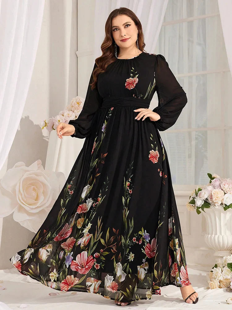 Elegant Fit And Flare Black Maxi Dress