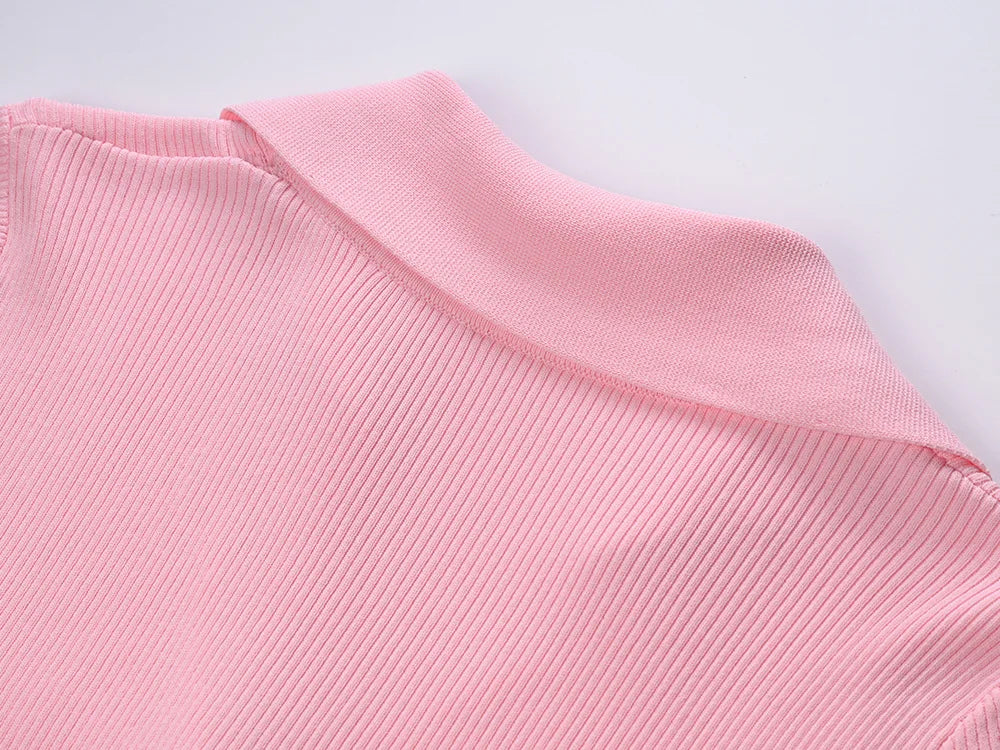 Ribbon Collar Knitted Cardigan
