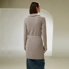 Shawl Collar Lace-up Cardigan
