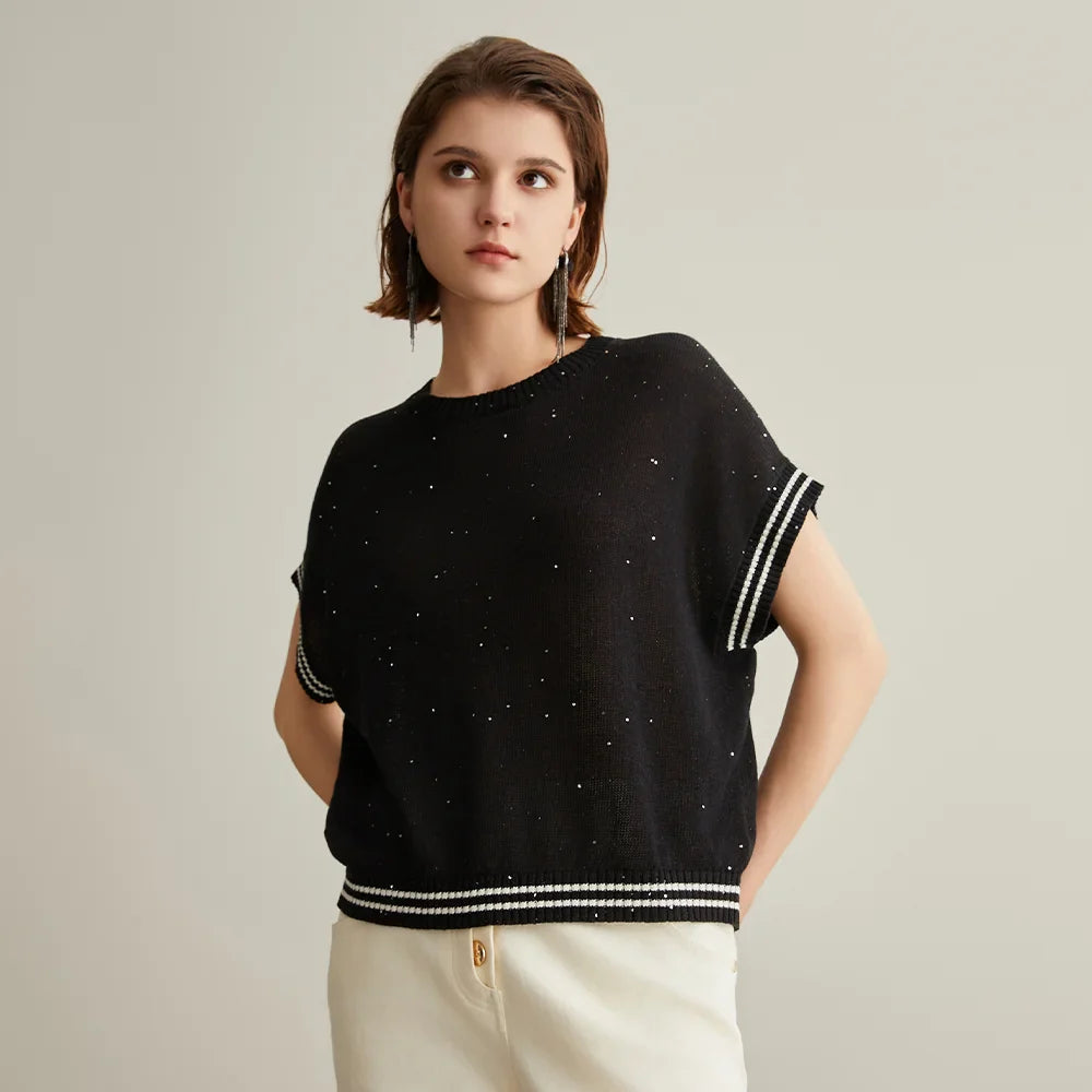Western Style Sequins Top