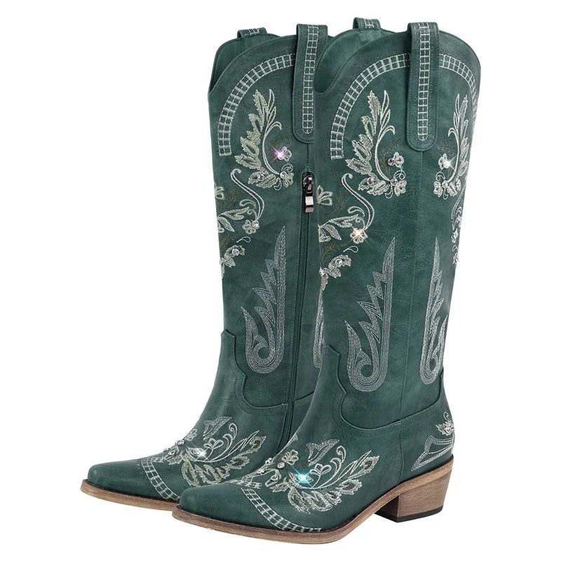 Pull-On Pointed Toe Western Long Boots
