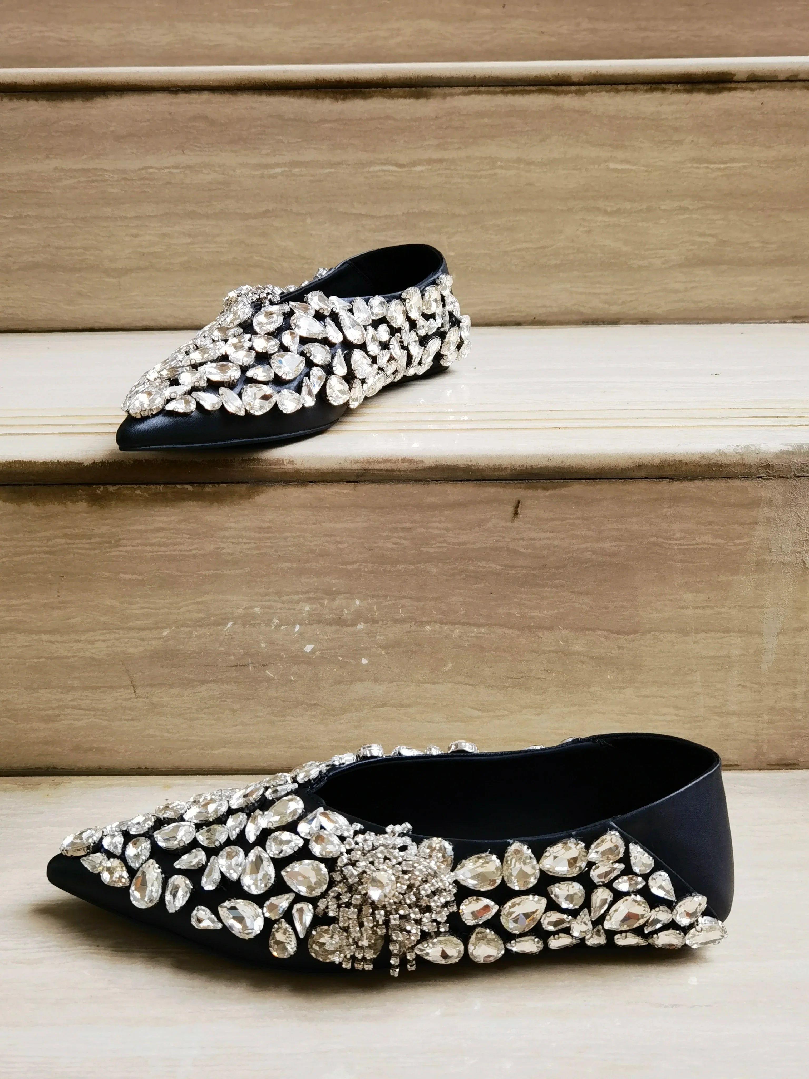 British Rhinestone Women Flats Shoes