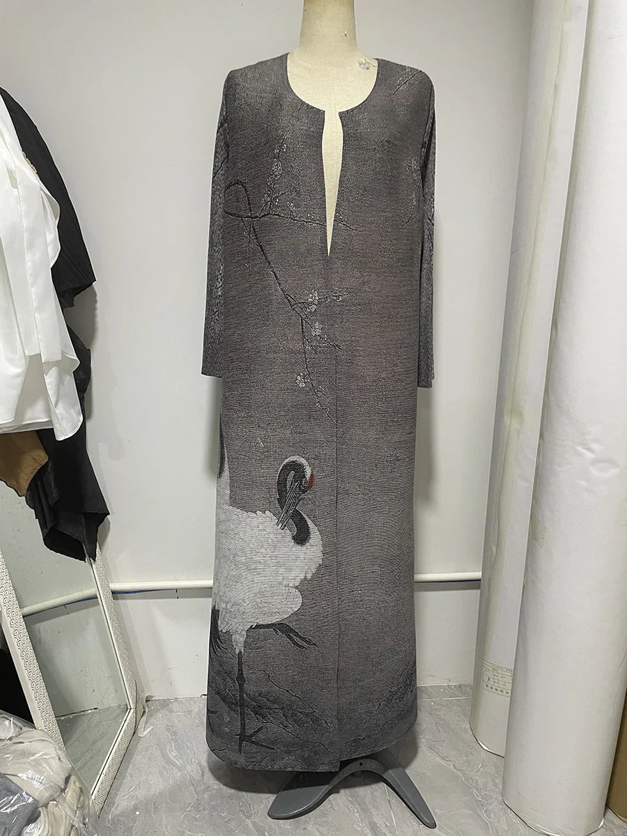 Vintage Pleated Women's Long Cardigan
