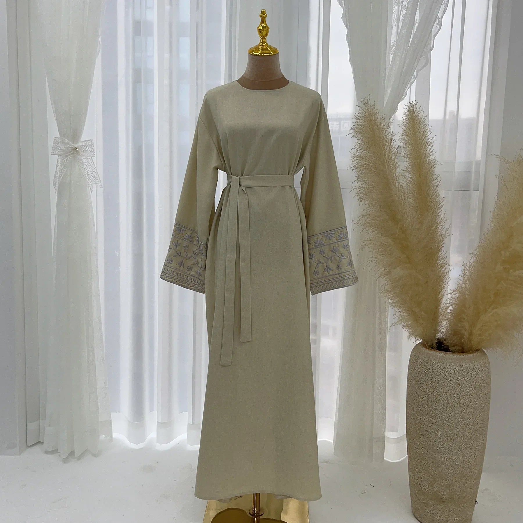 Simple Turkish Embroidered Abaya Dress