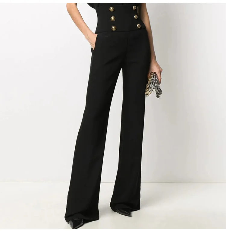 High Waisted Wide-Leg Casual Pants