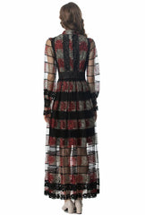 Temperament Embroidery Net Yarn Party Dress