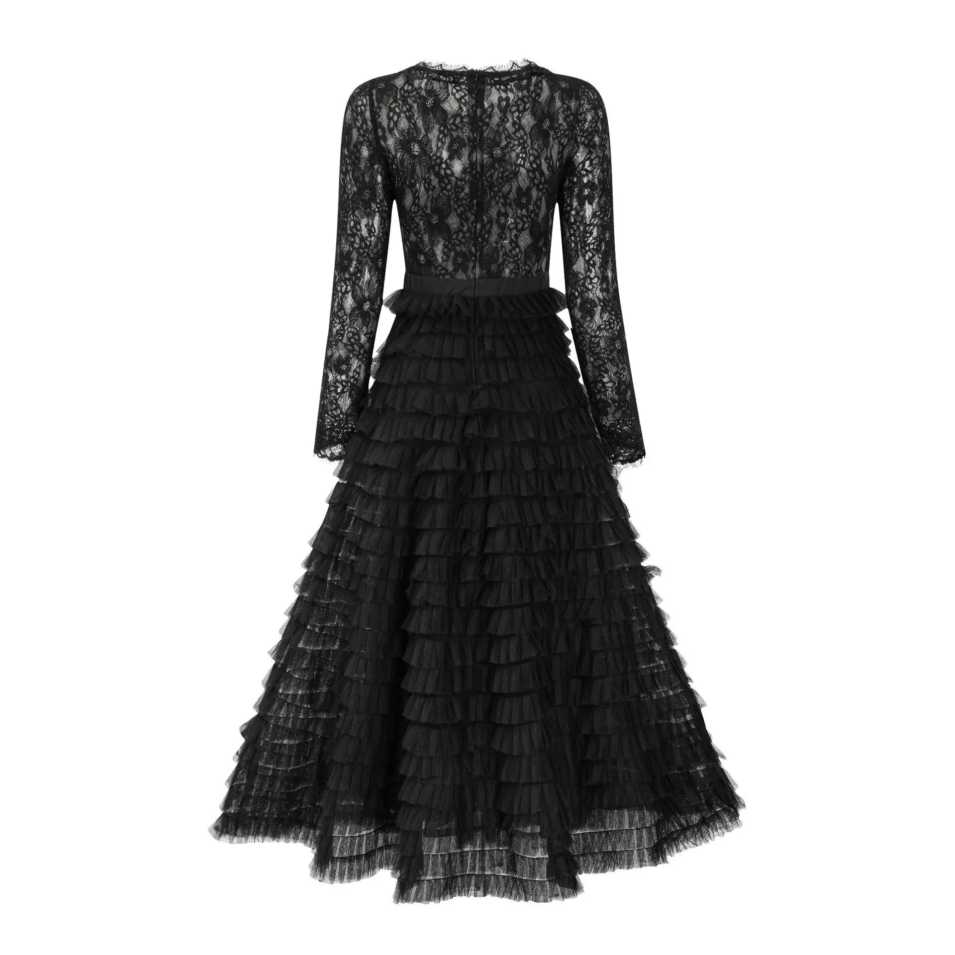 Folds Bird Lattice Hook Hollow Dress