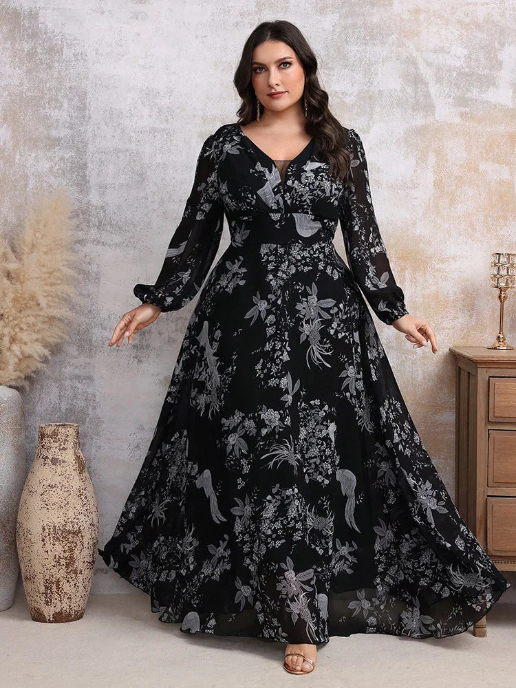 Random Floral Printed Party Dress