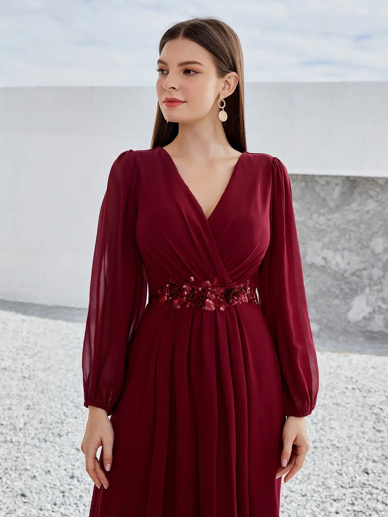 Refined Beaded Chiffon Bridesmaid Gown