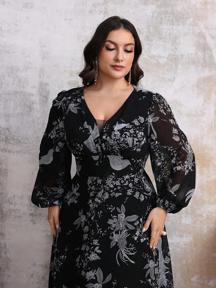 Random Floral Printed Party Dress