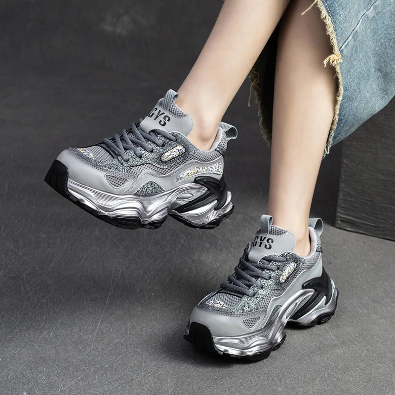 Air Mesh Flat Chunky Sneakers