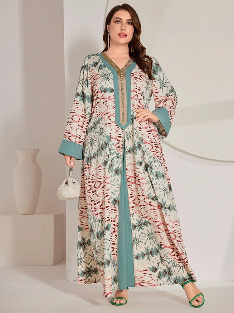 Tie-Dye A-Line Plus Size Abaya