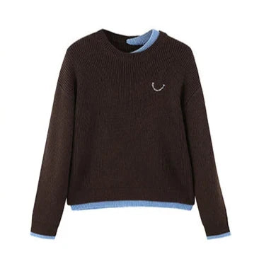 Loose Contrast Pashmina Sweater