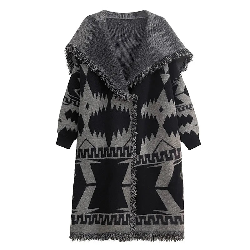 Loose Lapel Women's Long Sleeve Cardigan
