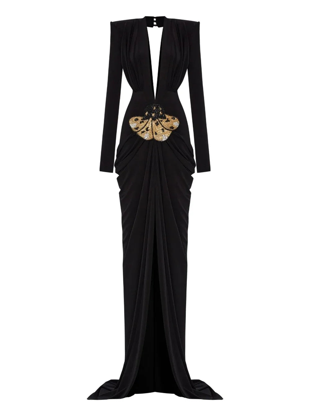 Beads Sequins Butterfly Evening Dress