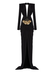 Beads Sequins Butterfly Evening Dress