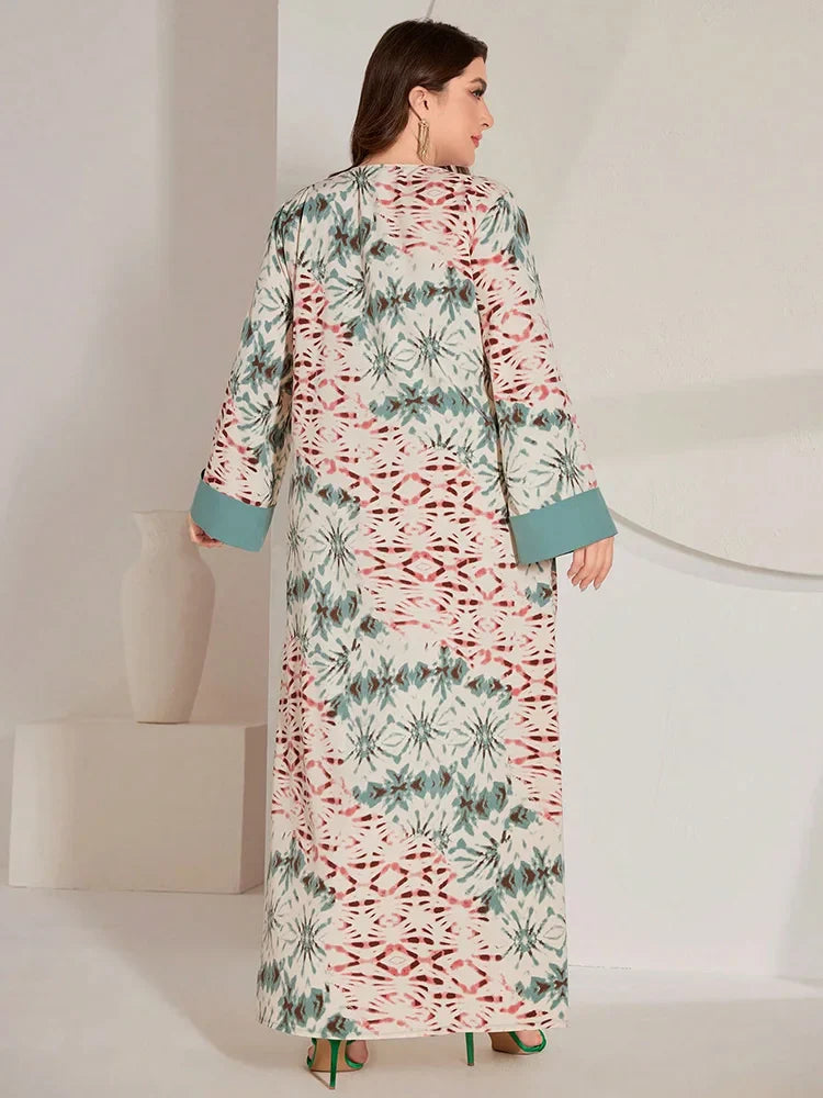 Tie-Dye A-Line Plus Size Abaya