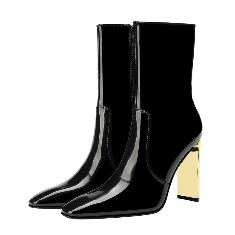 Elegant Metal Square Toe Chelsea Boots