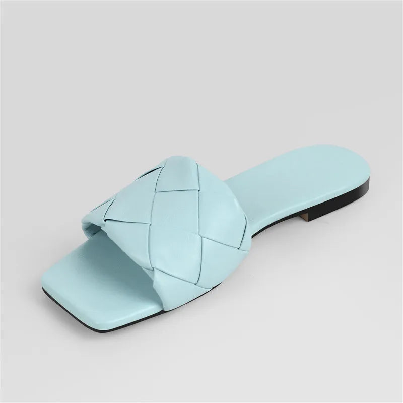 Peep Toe Slip-On Flat Sandals
