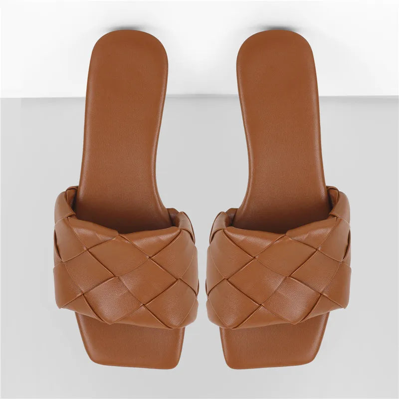 Peep Toe Slip-On Flat Sandals