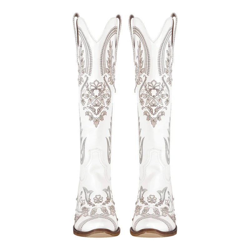 Pull-On Pointed Toe Western Long Boots