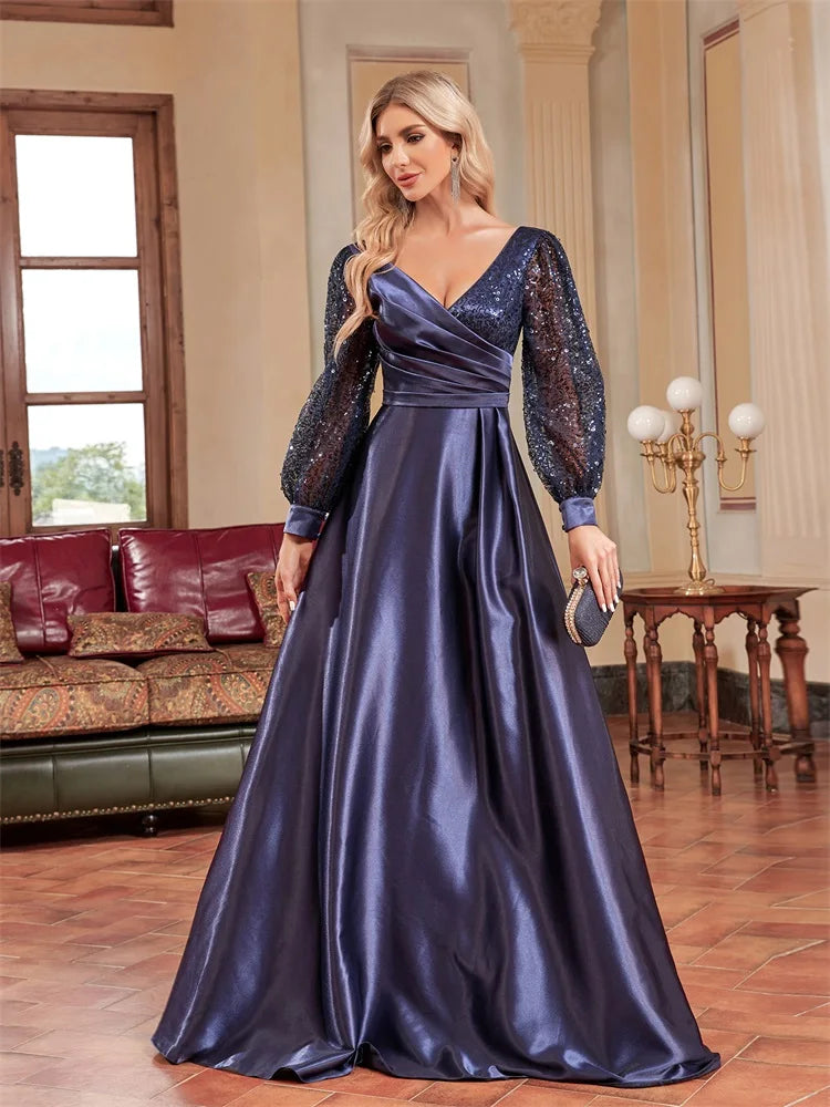 Gold Sequin Plus Size Women's Party Dress