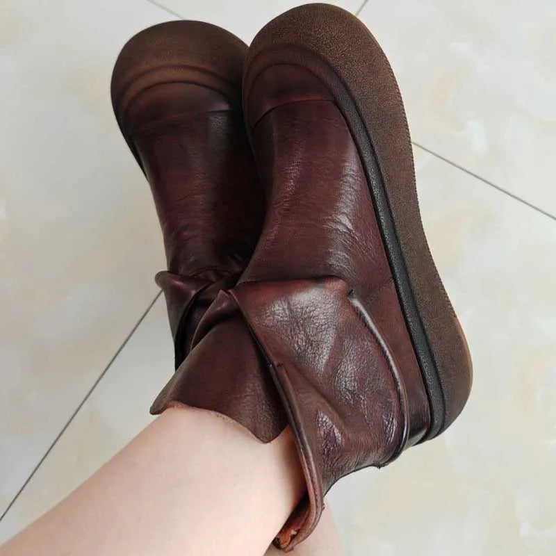 British Moccasins Wedge Ankle Boots