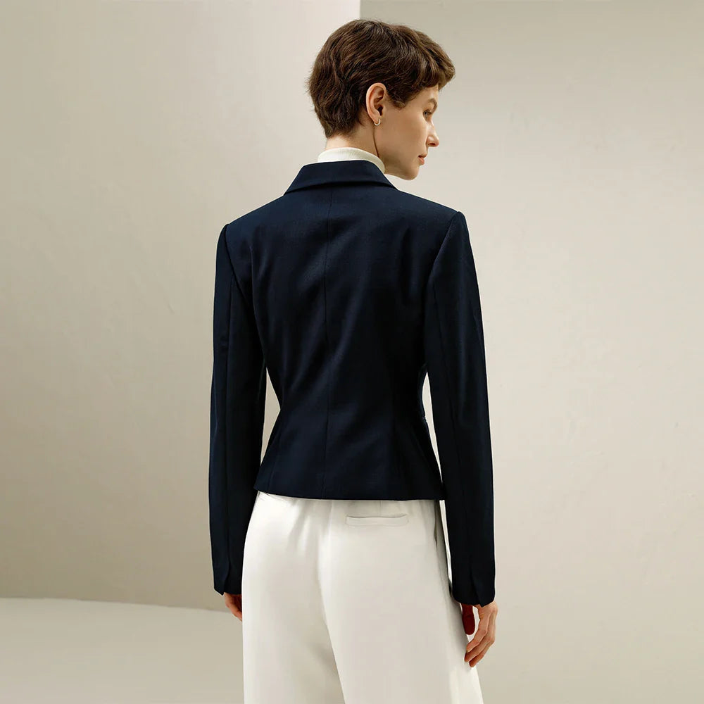Double-Breasted Worsted Wool Twill Blazer