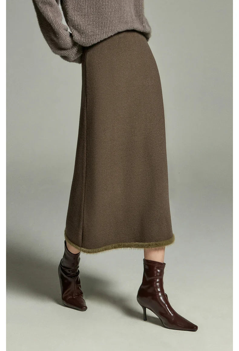 Elastic Waist A-Line Knitted Skirt