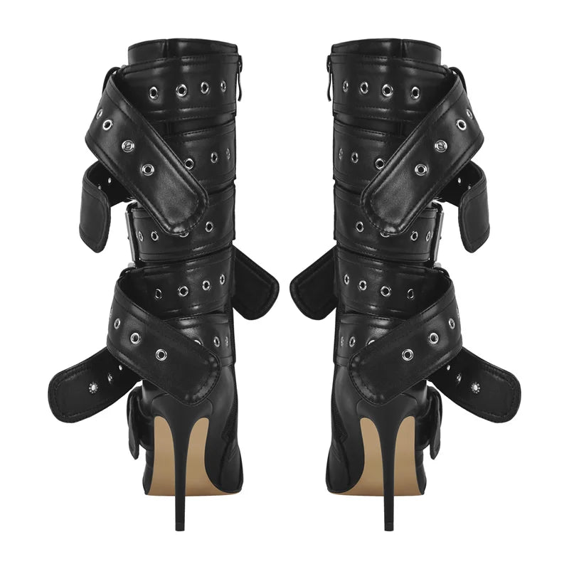 Pointed Mid-Calf Thin Heel Boots