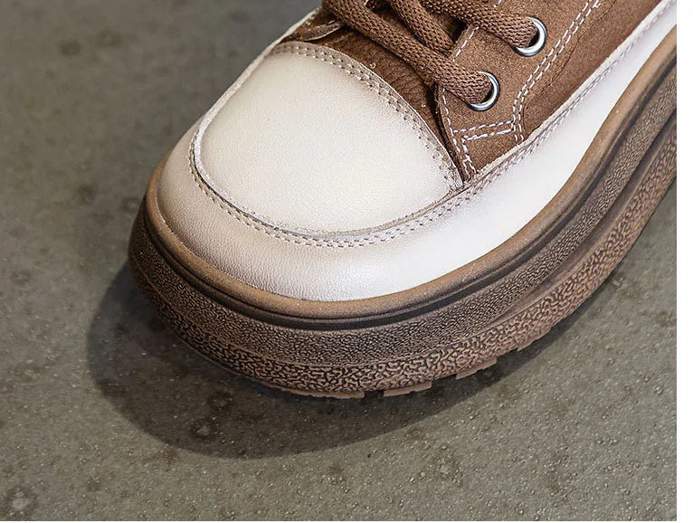 Mixed Color Motorcycle Wedge Booties