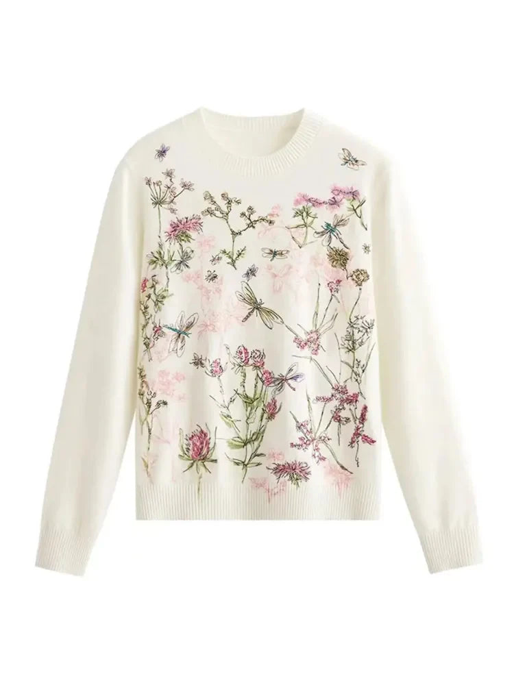 Round Neck Jacquard Sweater