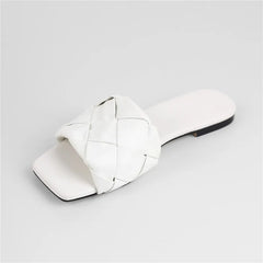 Peep Toe Slip-On Flat Sandals