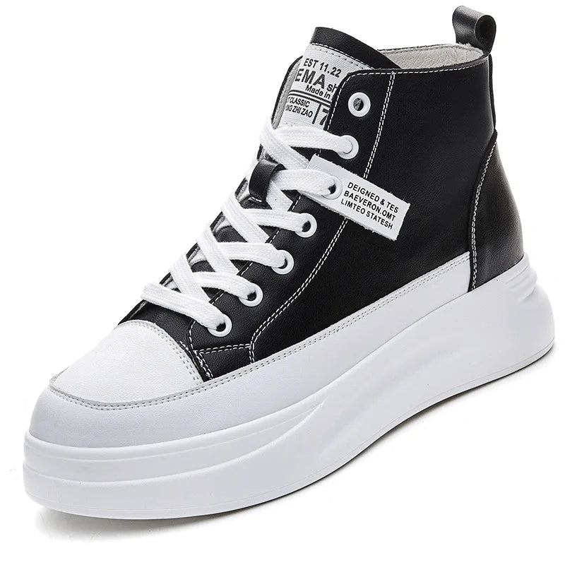High-Top Leather Platform Sneakers