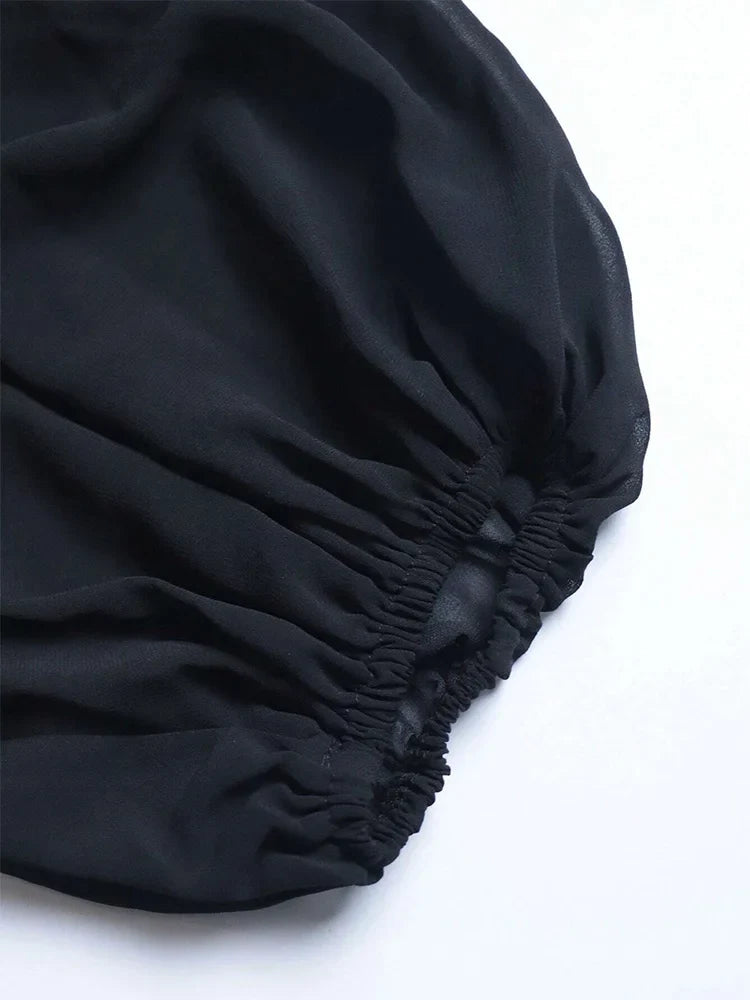 Elegant Fit And Flare Black Maxi Dress