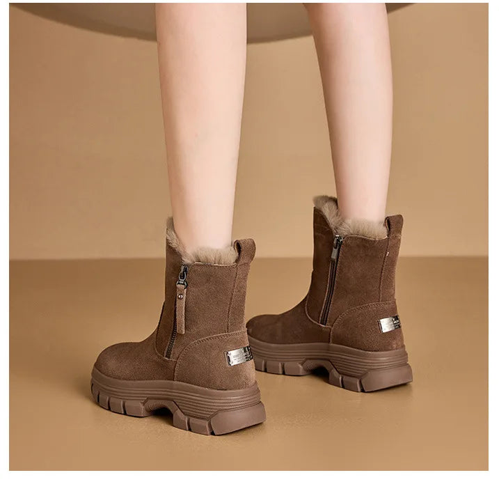 Soft Fur-Lined Wedge Snow Boots