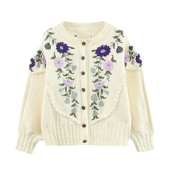 Flower Embroidery Cashmere Sweater