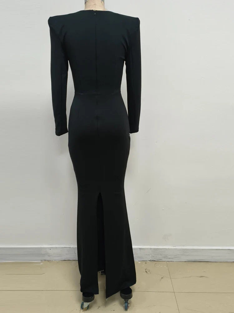Folds Low Cut Maxi Dress