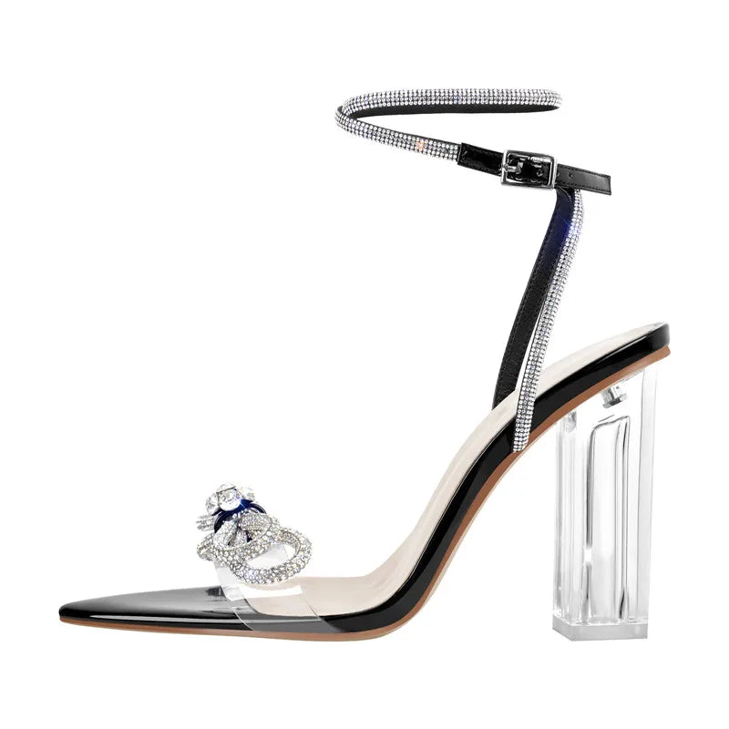 Lucite Clear Ankle Strap Sandals