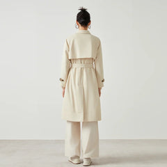 Stylish Cotton Blend Long Trench Coat