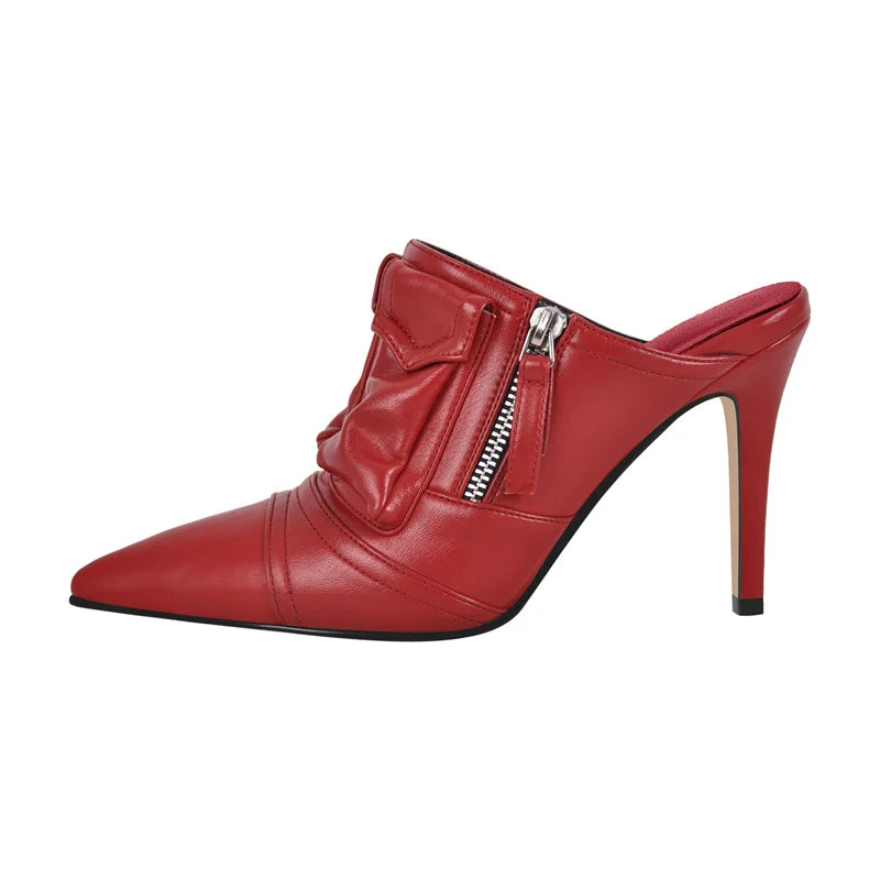 Denim Pointed Toe Stiletto Mules